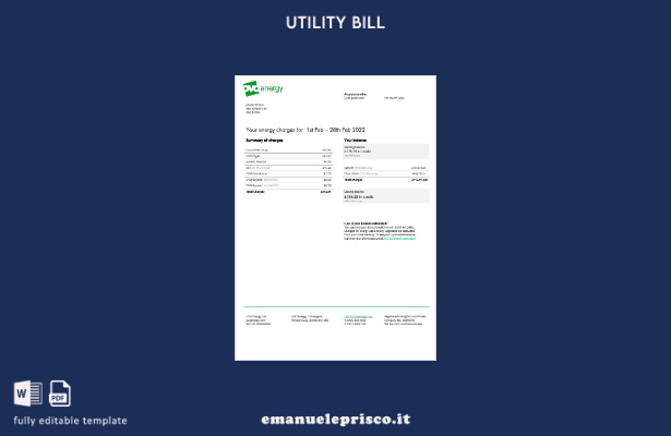stile verificato Modello di bolletta elettrica del Regno Unito Ovo Energy